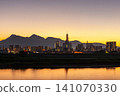 Night view and sunset of Oita River and Oita city area 141070330