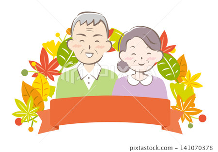 Headline illustration of an elderly couple for Respect for the Aged Day 141070378