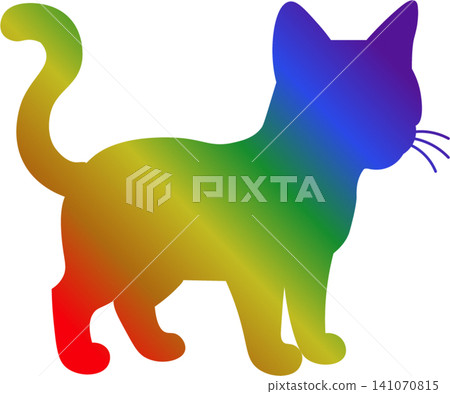 Rainbow cat silhouette isolated icon object for pride community decoration Rainbow cat silhouette isolated icon object for pride community decoration 141070815