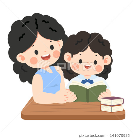 Mother and Daughter Reading Book Together Mother and Daughter Reading Book Together 141070925