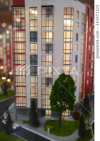 Miniature architectural scene with tiny foliage Miniature architectural scene with tiny foliage 141071322