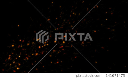 Sparks of fire fluttering from the bottom left to the top right, 4K resolution, black background. Sparks of fire fluttering from the bottom left to the top right, 4K resolution, black background. 141071475