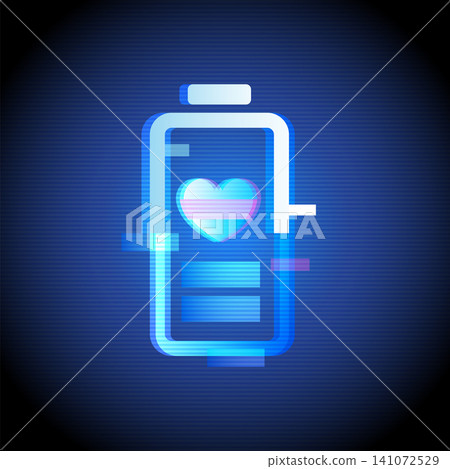 Battery Health Icon Neon Glitch Technology Vector Battery Health Icon Neon Glitch Technology Vector 141072529