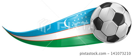Soccer ball with the Uzbekistan flag, futuristic effect. vector illustration, isolated on white background Soccer ball with the Uzbekistan flag, futuristic effect. vector illustration, isolated on white background 141073210