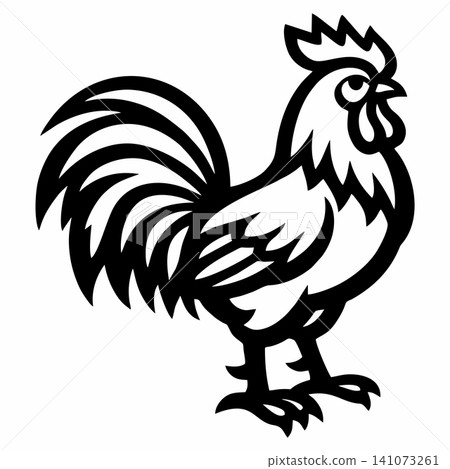 Vector silhouette illustration of a rooster. 141073261