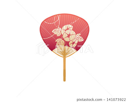 A fan featuring morning glories, primarily in red. A fan featuring morning glories, primarily in red. 141073922