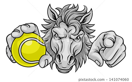 Horse Mustang Stallion Tennis Sports Team Mascot Horse Mustang Stallion Tennis Sports Team Mascot 141074060