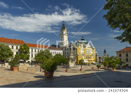 Szechenyi ter main square view in Pecs, Hungary Szechenyi ter main square view in Pecs, Hungary 141074504