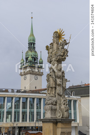 BRNO Old Town Hall tower and Plague Column BRNO Old Town Hall tower and Plague Column 141074604