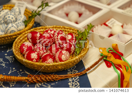 Traditional Czech Easter eggs and pomlazka from Vesely Kopec 141074613