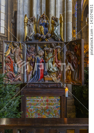 Nativity scene wood carving inside SAINT STEPHEN'S CATHEDRAL Vienna Nativity scene wood carving inside SAINT STEPHEN'S CATHEDRAL Vienna 141074631