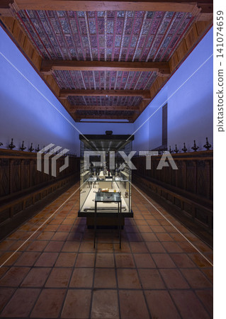 Displaying ancient artifacts in a historic Spanish museum Displaying ancient artifacts in a historic Spanish museum 141074659