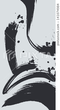 Bold ink brush swirl with splashes background Bold ink brush swirl with splashes background 141074984