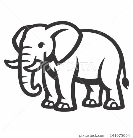 Vector outline illustration of a cute cartoon elephant character. Vector outline illustration of a cute cartoon elephant character. 141075094