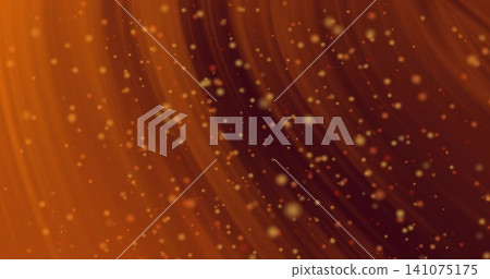 Swirling warm gradient bands sweeping diagonally in digital backdrop, with golden bokeh particles Swirling warm gradient bands sweeping diagonally in digital backdrop, with golden bokeh particles 141075175