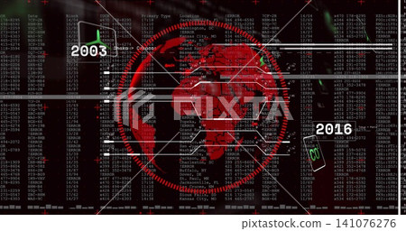Displaying red globe occupying security console, hex overlay, ring, logs, 2003 and 2016 tags Displaying red globe occupying security console, hex overlay, ring, logs, 2003 and 2016 tags 141076276