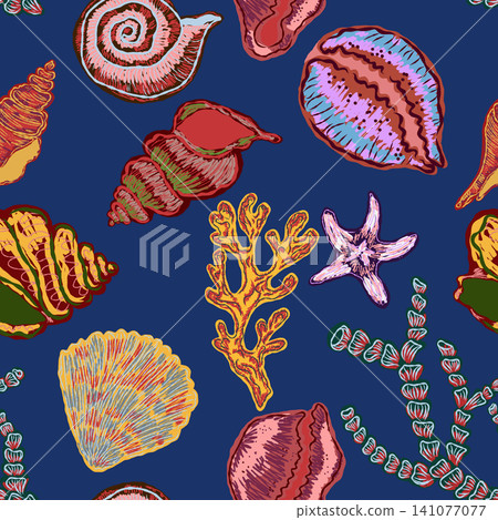 seamless pattern with marine life seamless pattern with marine life 141077077