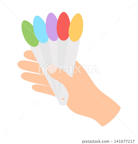 hand with set of colored nail tips hand with set of colored nail tips 141077217