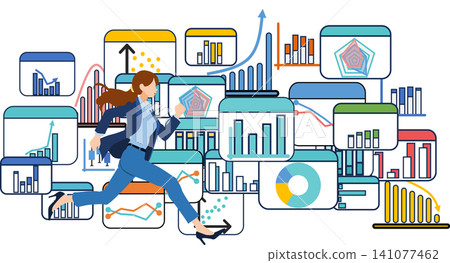 Illustration of a businesswoman thinking about business strategies Illustration of a businesswoman thinking about business strategies 141077462