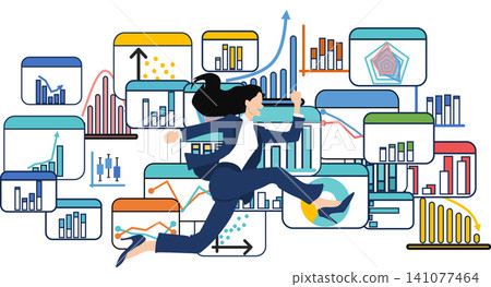 Illustration of a businesswoman thinking about business strategies Illustration of a businesswoman thinking about business strategies 141077464