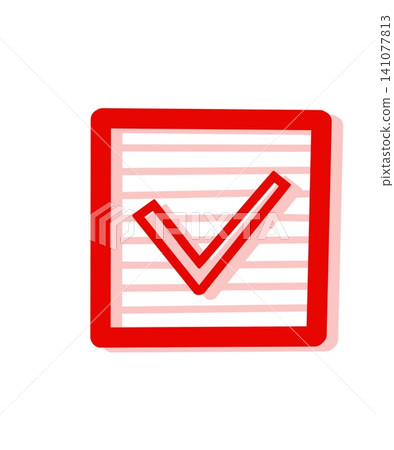 Red bordered checkbox and checkmark Red bordered checkbox and checkmark 141077813