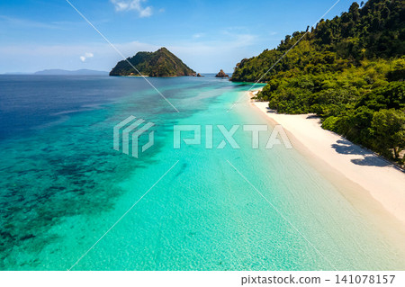 Aerial view of tropical landscape over Madam Beach at Nyaung Oo Phee Island in Myanmar Aerial view of tropical landscape over Madam Beach at Nyaung Oo Phee Island in Myanmar 141078157
