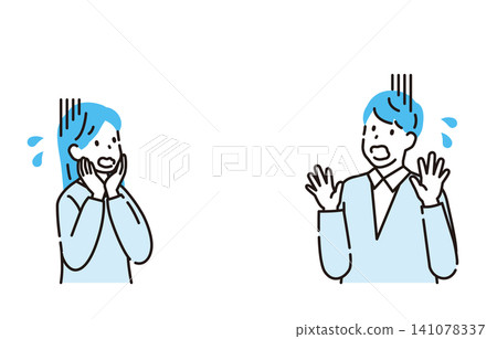 Illustration of a surprised man and woman Illustration of a surprised man and woman 141078337