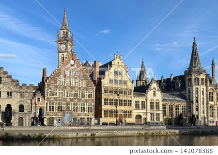 Street and hystorical buildings in Ghent Belgium Street and hystorical buildings in Ghent Belgium 141078388