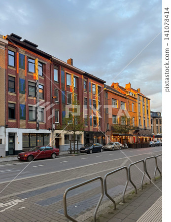 Morning sky street and building in Ghent Belgium Morning sky street and building in Ghent Belgium 141078414