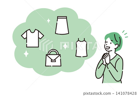 A woman imagining clothes and bags 141078428