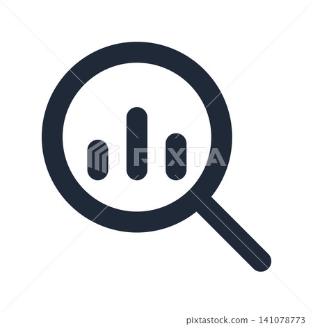 Graph and magnifying glass analysis icon - simple line drawing Graph and magnifying glass analysis icon - simple line drawing 141078773