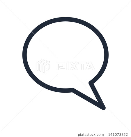 Round speech bubble, tail in the bottom right corner, simple line drawing. Round speech bubble, tail in the bottom right corner, simple line drawing. 141078852