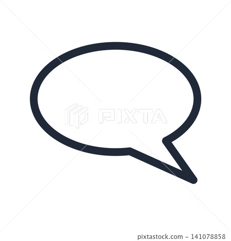 A horizontally elongated oval speech bubble with a tail in the bottom right corner. Simple line drawing. A horizontally elongated oval speech bubble with a tail in the bottom right corner. Simple line drawing. 141078858