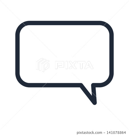 Rounded square speech bubble, tail in the bottom right corner, simple line drawing. Rounded square speech bubble, tail in the bottom right corner, simple line drawing. 141078864
