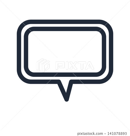 Double-lined, rounded-corner square speech bubble with a tail at the bottom center (line drawing) Double-lined, rounded-corner square speech bubble with a tail at the bottom center (line drawing) 141078893