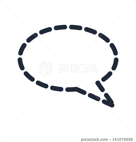 Dotted oval speech bubble, bottom right tail, line drawing. Dotted oval speech bubble, bottom right tail, line drawing. 141078898