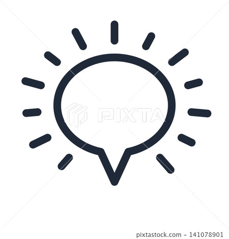 Round speech bubble with speed lines, manga-style line art. 141078901