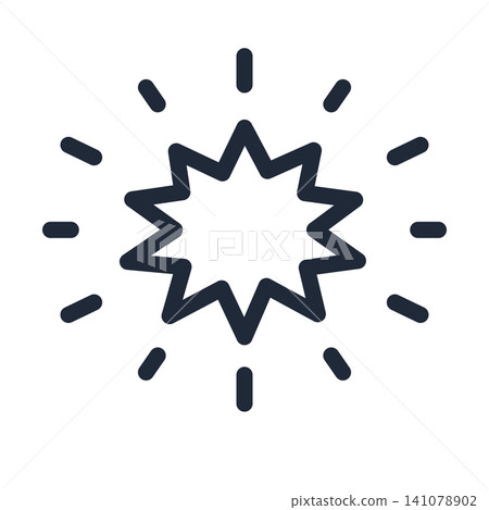 Explosion-shaped speech bubble with speed lines, manga-style line art. Explosion-shaped speech bubble with speed lines, manga-style line art. 141078902