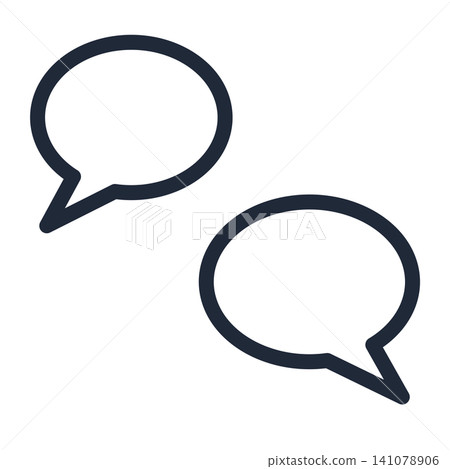 Speech bubble set (2 round bubbles, simple line art) Speech bubble set (2 round bubbles, simple line art) 141078906