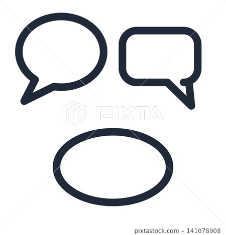 Set of 3 speech bubbles: round, square, and oval (line art) 141078908