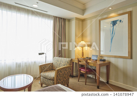 Hotel room desk and table lamp Hotel room desk and table lamp 141078947