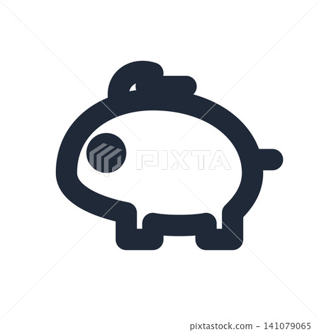 一個簡單的線條藝術風格的存錢筒圖示。 一個簡單的線條藝術風格的存錢筒圖示。 141079065