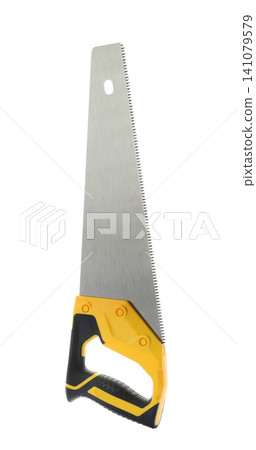 Modern hand saw isolated on white. Carpenter's tool 141079579
