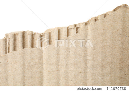 Piece of torn cardboard on white background, closeup Piece of torn cardboard on white background, closeup 141079788