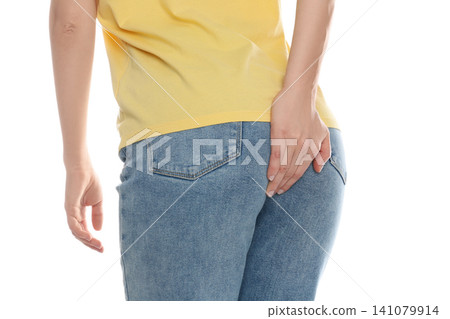 Woman wearing black tights and stylish shoes on light grey background, closeup of legs Woman wearing black tights and stylish shoes on light grey background, closeup of legs 141079914