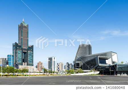 Panoramic view of the Kaohsiung Port Cruise Terminal, 85 Sky Tower, and other buildings in Kaohsiung, Taiwan. Panoramic view of the Kaohsiung Port Cruise Terminal, 85 Sky Tower, and other buildings in Kaohsiung, Taiwan. 141080048