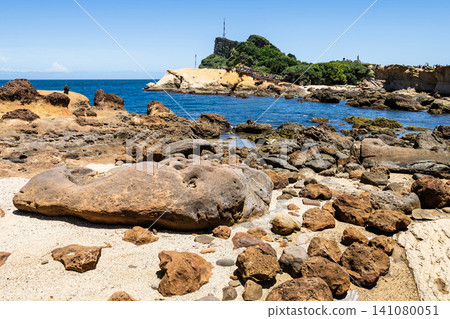 Beautiful view of the Yehliu Geopark. Yehliu is a cape located in Wanli, New Taipei City, Taiwan. 141080051