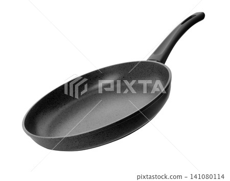 Empty modern frying pan isolated on white Empty modern frying pan isolated on white 141080114
