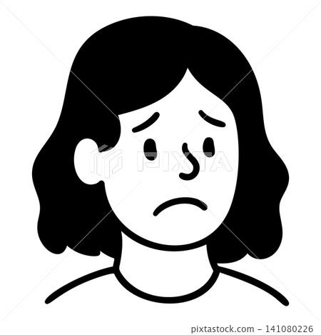 Doodle woman with sad expression hand drawn style for testimonial and marketing templates Doodle woman with sad expression hand drawn style for testimonial and marketing templates 141080226