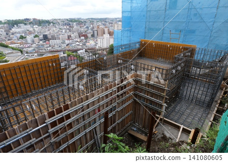 Reinforcement Steel Installation for House Foundation in Japan Reinforcement Steel Installation for House Foundation in Japan 141080605